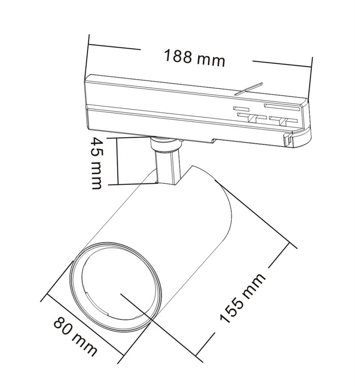 High Light Efficiency Integrated Driver LED Track Spot Light size