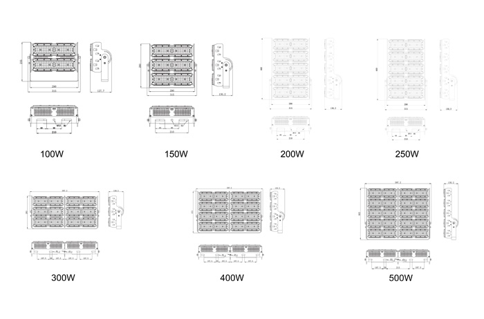 High-quality IP66 Led Flood Light size