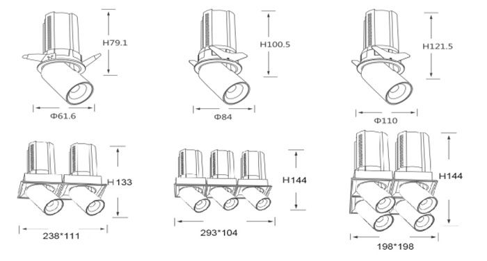 Nadav Series 3 Head Pull Out Led Downlight size